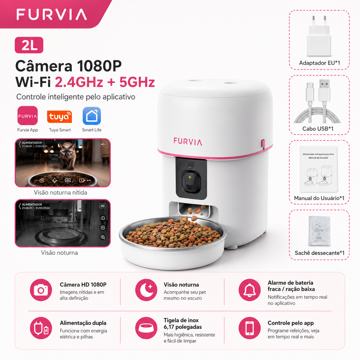 SmartFlow™ - Alimentador Inteligente Premium com Câmera Full HD