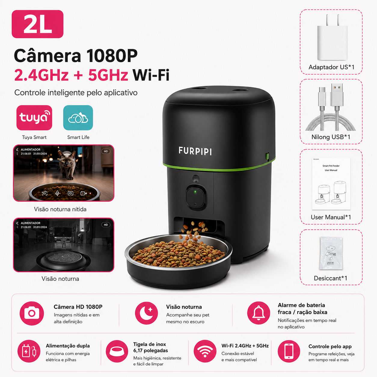 SmartFlow™ - Alimentador Inteligente Premium com Câmera Full HD