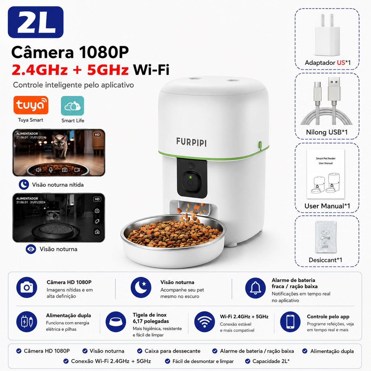 SmartFlow™ - Alimentador Inteligente Premium com Câmera Full HD