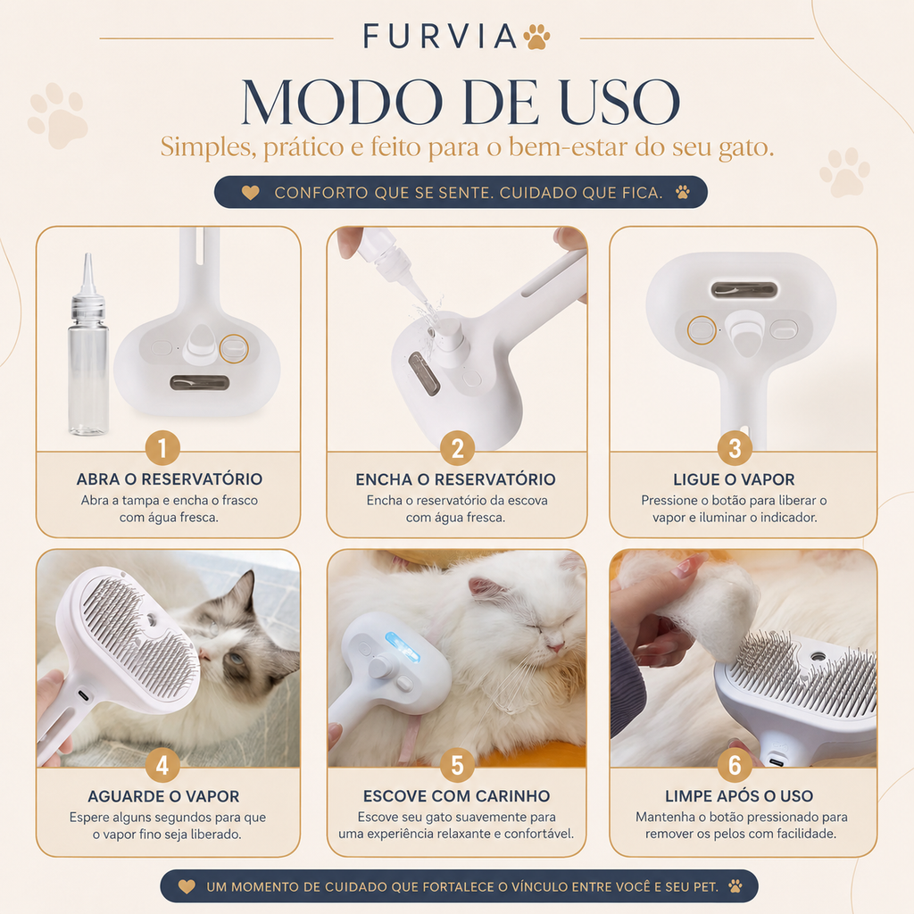 FURVIA™ PurrSpa Pro - Escova Inteligente Relaxante com Vapor